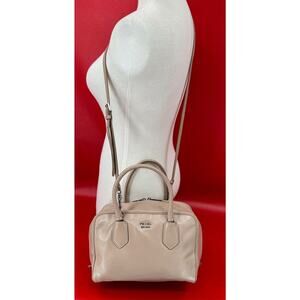 Prada Inside Bauletto Soft Taupe & Pink Calfskin Stylish Shoulder Crossbody Bag
